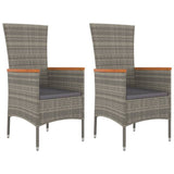 3 Piece Garden Dining Set with Cushions Grey Poly Rattan