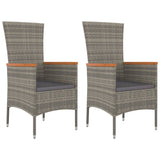3 Piece Garden Dining Set with Cushions Grey Poly Rattan - Top-Down View
