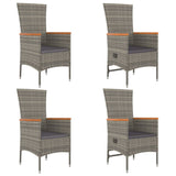 5 Piece Garden Dining Set with Cushions Grey Poly Rattan - Top-Down View