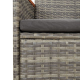9 Piece Garden Dining Set with Cushions Grey Poly Rattan - Close-Up Angle