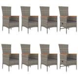 9 Piece Garden Dining Set with Cushions Grey Poly Rattan
