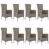 9 Piece Garden Dining Set with Cushions Grey  Poly Rattan - Top-Down View