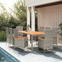 9 Piece Garden Dining Set with Cushions Grey Poly Rattan