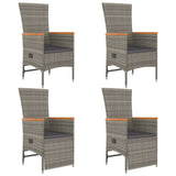 5 Piece Garden Dining Set with Cushions Grey Poly Rattan - Top-Down View