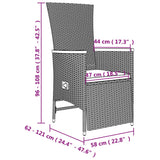 5 Piece Garden Dining Set with Cushions Grey Poly Rattan - Extra Image