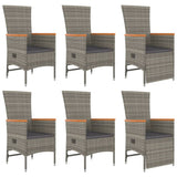 7 Piece Garden Dining Set with Cushions Grey Poly Rattan - Top-Down View