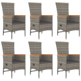 7 Piece Garden Dining Set with Cushions Grey Poly Rattan - Top-Down View