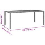 7 Piece Garden Dining Set with Cushions Grey Poly Rattan - Extra Image