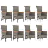 9 Piece Garden Dining Set with Cushions Grey Poly Rattan - Top-Down View