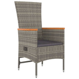 9 Piece Garden Dining Set with Cushions Grey Poly Rattan - 45-Degree Angle