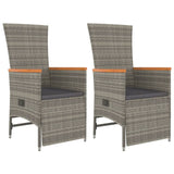3 Piece Garden Dining Set with Cushions Grey Poly Rattan - Top-Down View