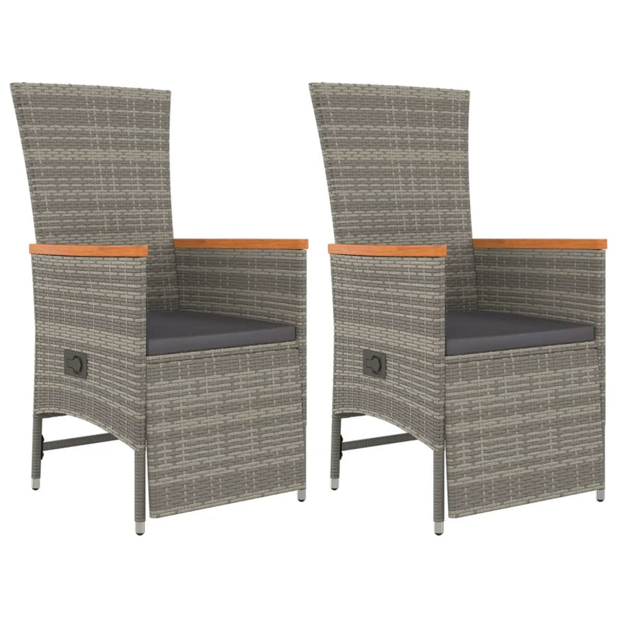 3 Piece Garden Dining Set with Cushions Grey Poly Rattan