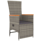 3 Piece Garden Dining Set with Cushions Grey Poly Rattan