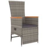 5 Piece Garden Dining Set with Cushions Grey Poly Rattan - 45-Degree Angle