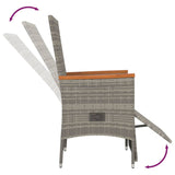 7 Piece Garden Dining Set with Cushions Grey Poly Rattan - Rear View