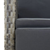 5 Piece Garden Dining Set with Cushions Grey Poly Rattan - Extra Image
