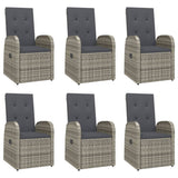 7 Piece Garden Dining Set with Cushions Grey Poly Rattan - Top-Down View