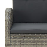 7 Piece Garden Dining Set with Cushions Grey Poly Rattan - Close-Up Angle