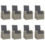 9 Piece Garden Dining Set with Cushions Grey Poly Rattan - Top-Down View