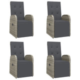 5 Piece Garden Dining Set with Cushions Grey Poly Rattan - Top-Down View