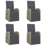 5 Piece Garden Dining Set with Cushions Grey Poly Rattan - Top-Down View