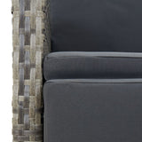 5 Piece Garden Dining Set with Cushions Grey Poly Rattan - Close-Up Angle