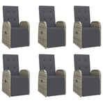 7 Piece Garden Dining Set with Cushions Grey Poly Rattan
