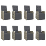 9 Piece Garden Dining Set with Cushions Grey Poly Rattan - Top-Down View