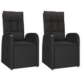 3 Piece Garden Dining Set with Cushions Black Poly Rattan