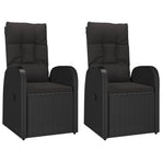 3 Piece Garden Dining Set with Cushions Black Poly Rattan