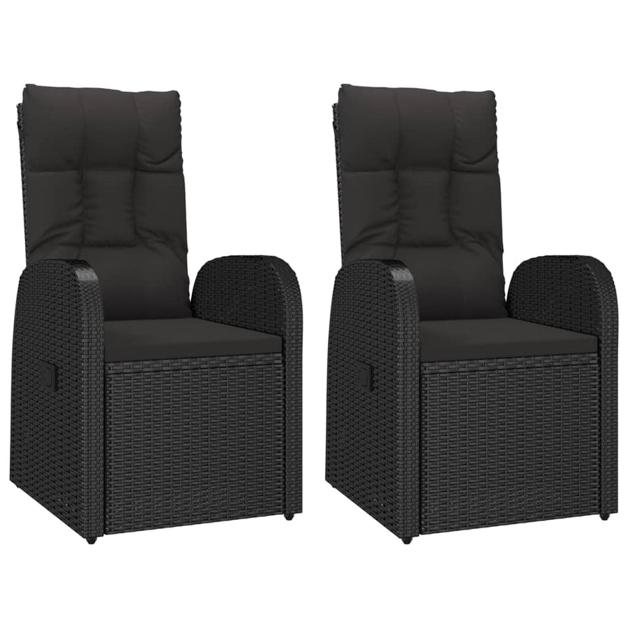 3 Piece Garden Dining Set with Cushions Black Poly Rattan