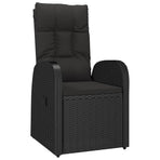 3 Piece Garden Dining Set with Cushions Black Poly Rattan