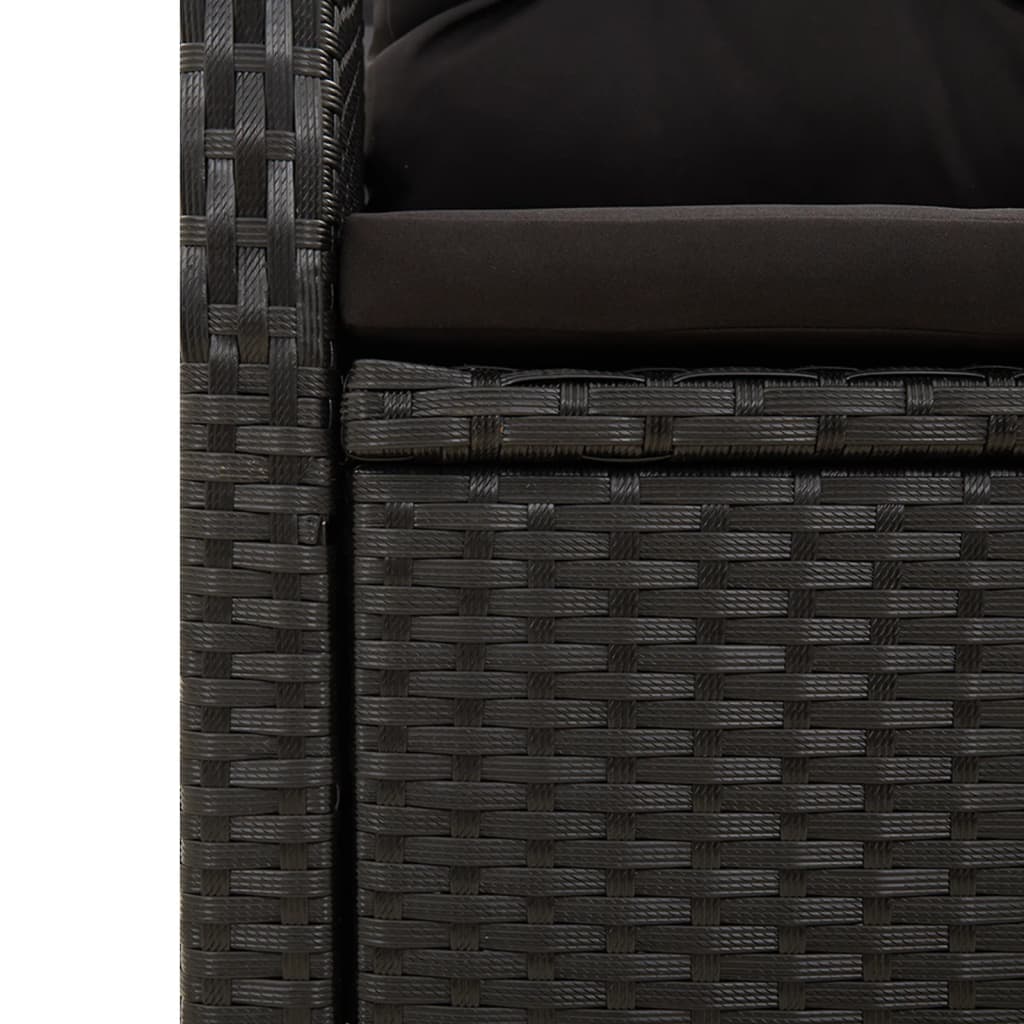 3 Piece Garden Dining Set with Cushions Black Poly Rattan