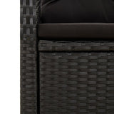 3 Piece Garden Dining Set with Cushions Black Poly Rattan