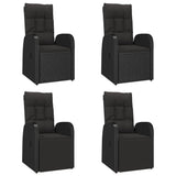 5 Piece Garden Dining Set with Cushions Black Poly Rattan - Top-Down View
