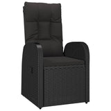 5 Piece Garden Dining Set with Cushions Black Poly Rattan