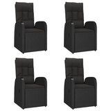 5 Piece Garden Dining Set with Cushions Black Poly Rattan