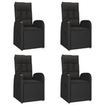 5 Piece Garden Dining Set with Cushions Black Poly Rattan