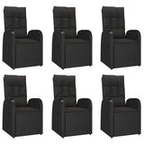 7 Piece Garden Dining Set with Cushions Black Poly Rattan - Top-Down View