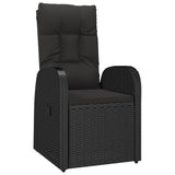 7 Piece Garden Dining Set with Cushions Black Poly Rattan - 45-Degree Angle