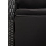 7 Piece Garden Dining Set with Cushions Black Poly Rattan - Low Angle