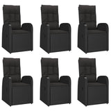 7 Piece Garden Dining Set with Cushions Black Poly Rattan - Top-Down View