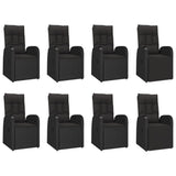 9 Piece Garden Dining Set with Cushions Black Poly Rattan