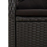 9 Piece Garden Dining Set with Cushions Black Poly Rattan - Low Angle