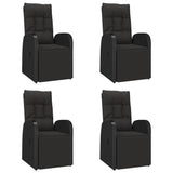 5 Piece Garden Dining Set Black Poly Rattan&Solid Wood Acacia - Top-Down View