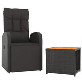 2 Piece Garden Lounge Set Black Poly Rattan&Solid Wood Acacia - Side View