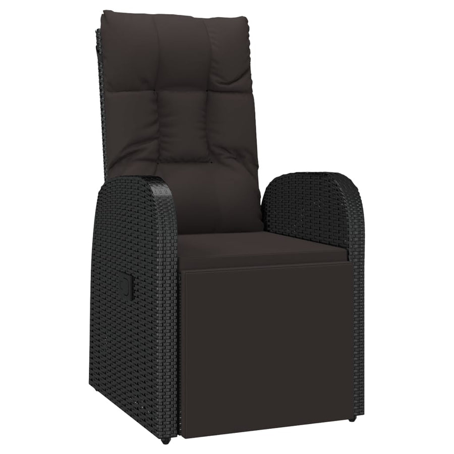 2 Piece Garden Lounge Set Black Poly Rattan&Solid Wood Acacia
