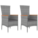 3 Piece Garden Lounge Set Grey Poly Rattan&Solid Wood Acacia - Top-Down View