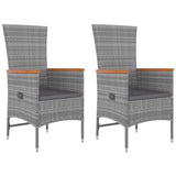 3 Piece Garden Lounge Set Grey Poly Rattan&Solid Wood Acacia - Top-Down View