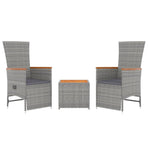 3 Piece Garden Lounge Set Grey Poly Rattan&Solid Wood Acacia
